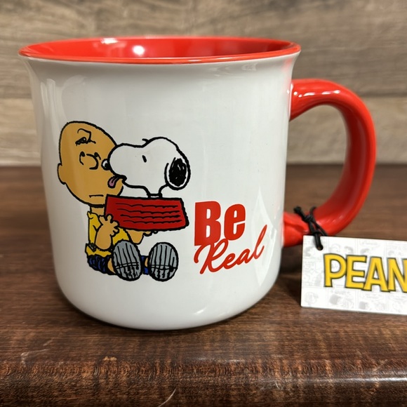 Super Cute Peanuts Charlie Brown & Snoopy Be Real Ceramic Mug - NEW - Picture 5 of 5